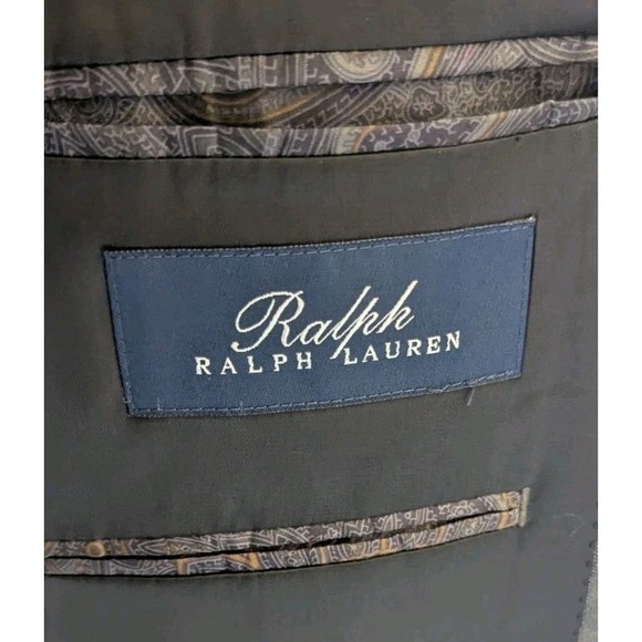 Ralph Lauren Suit Jacket Blazer Men 52R Gray Wool Solid Premium Designer Luxury - Picture 3 of 7